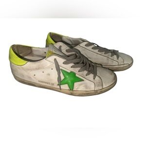 Golden Goose Neon Yellow and White Sneakers